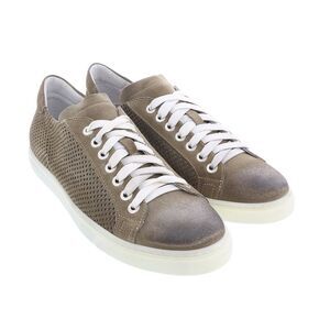 DANIELA FARGION Beige Perforated Suede Low Top Sneakers-